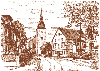 Drabenderh&ouml;he, Dorfmitte mit evangelischer Kirche