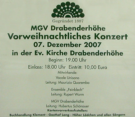 MGV Drabenderhöhe: Vorweihnachtliches Konzert