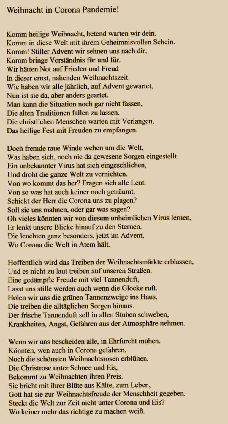 In Zeiten der Pandemie Gedanken in